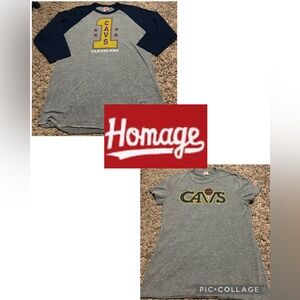 HOMAGE Gray and Navy Cleveland CAVS Long Sleeve Tee & Short Sleeve Bundle